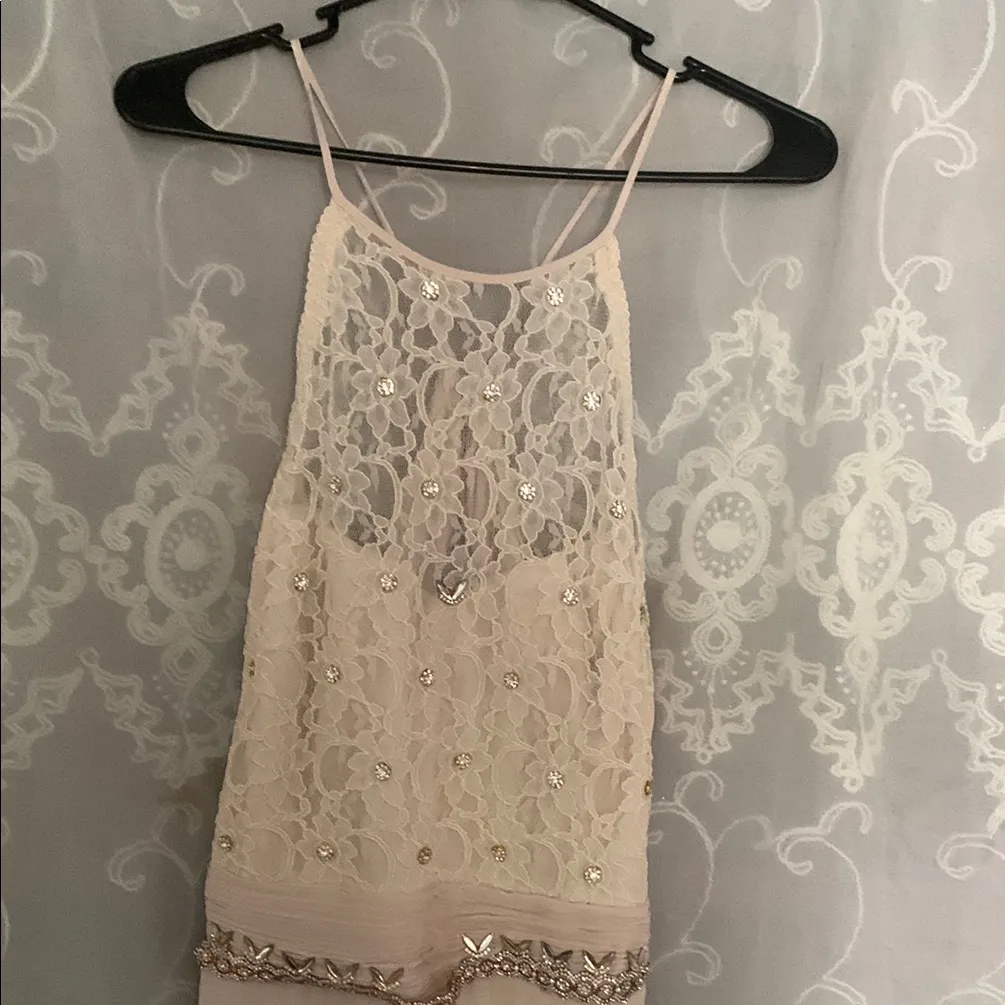 Bill Levkoff Cream Backless Lace‎ Dress - Image 2