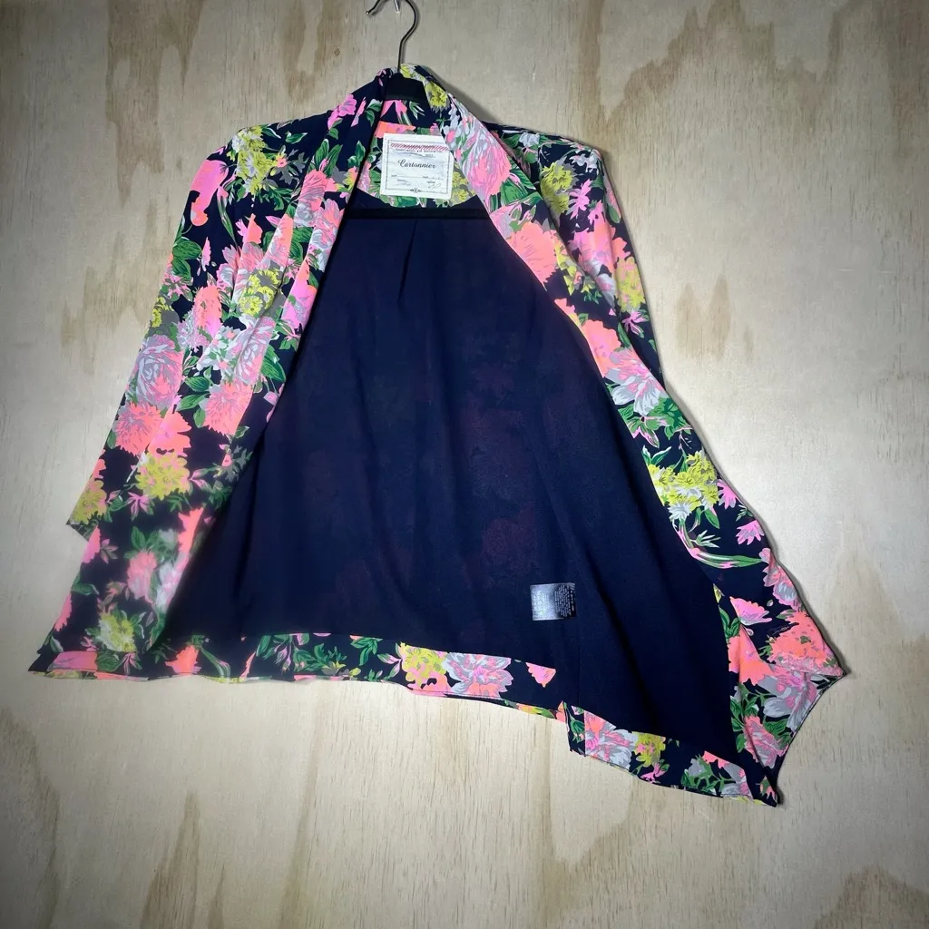 Cartonnier Floral Blazer Jacket | Vibrant Neon Botanical Print | Anthropologie - Image 6