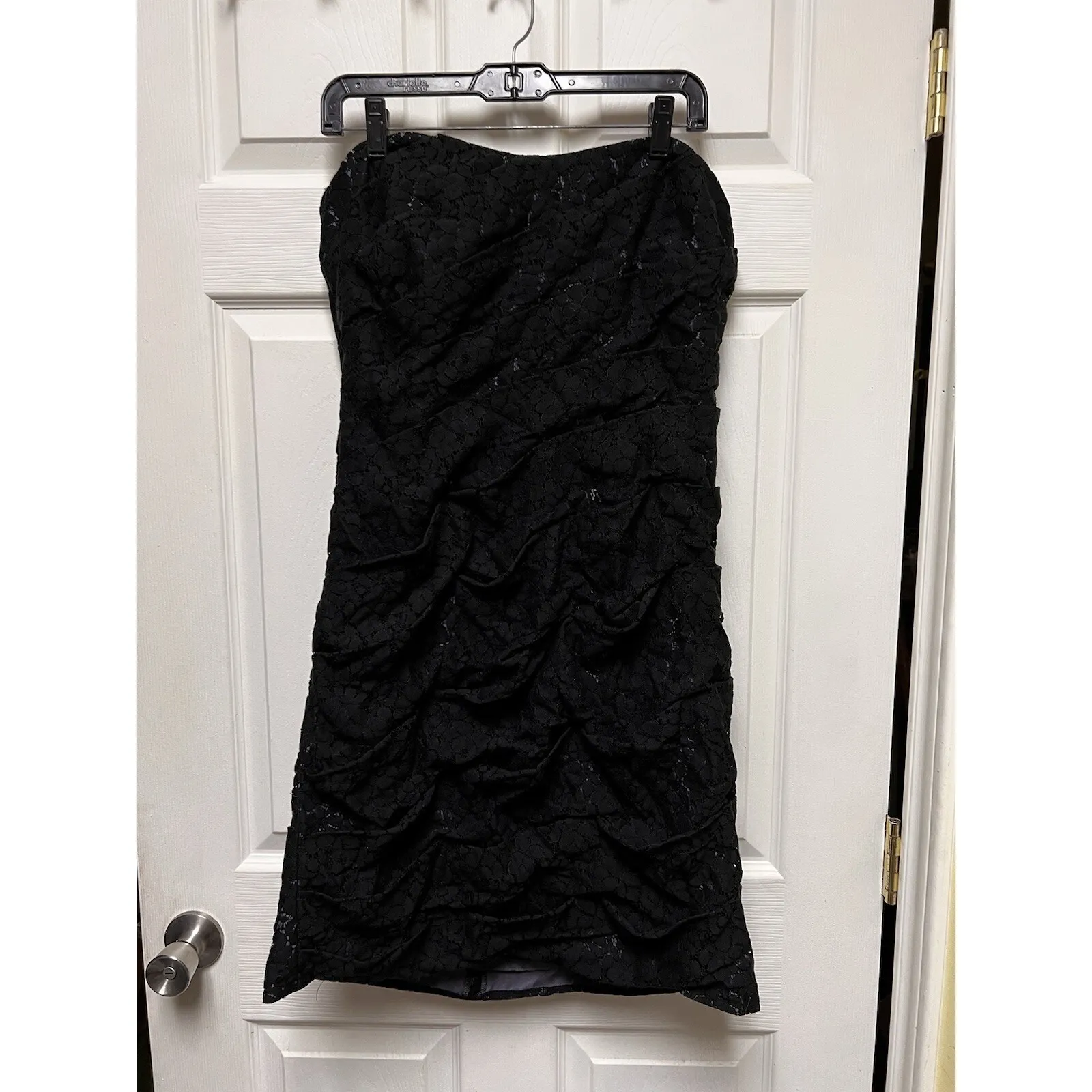 NWT $165 Jasmine Dress Women's Size 12 Black‎ Scrunch Lace Sleeveless  DAXc - Image 3