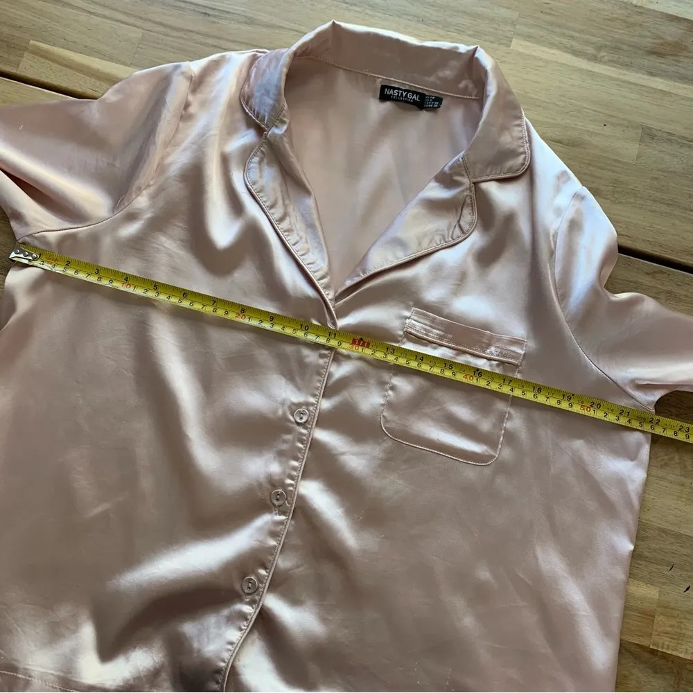Rose Gold Satin Pajama Style Long Sleeve Shirt 6 - Image 3