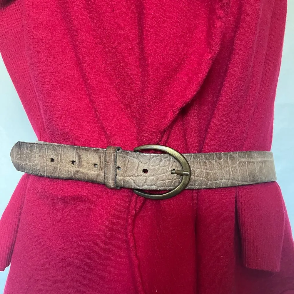 VANZETTI BY BGM Croco Embossed Leather Womens Belt Sz 95 =38 Brown German Y2k - Image 2