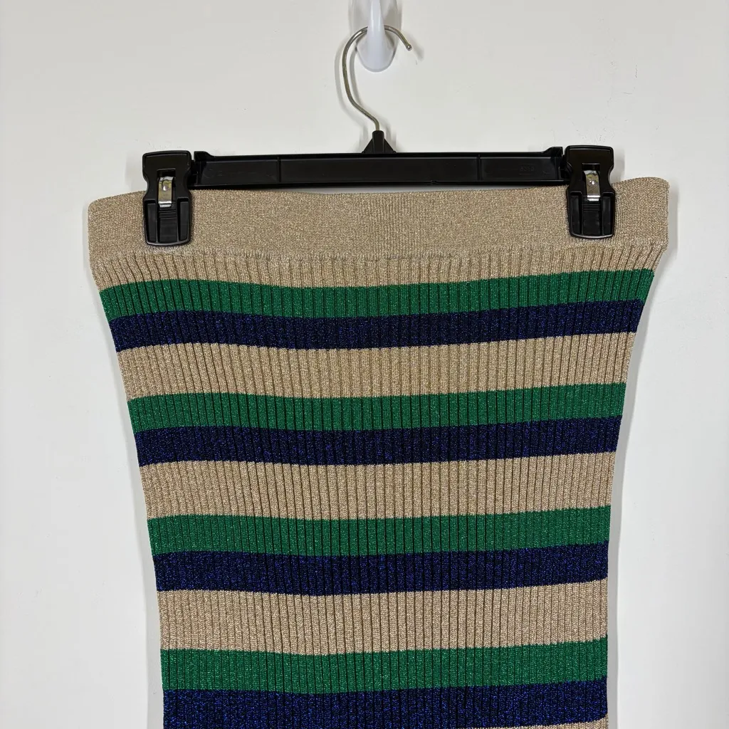 Baum Und Pferdgarten Metallic Stripe Skirt Size Medium Green - Image 3