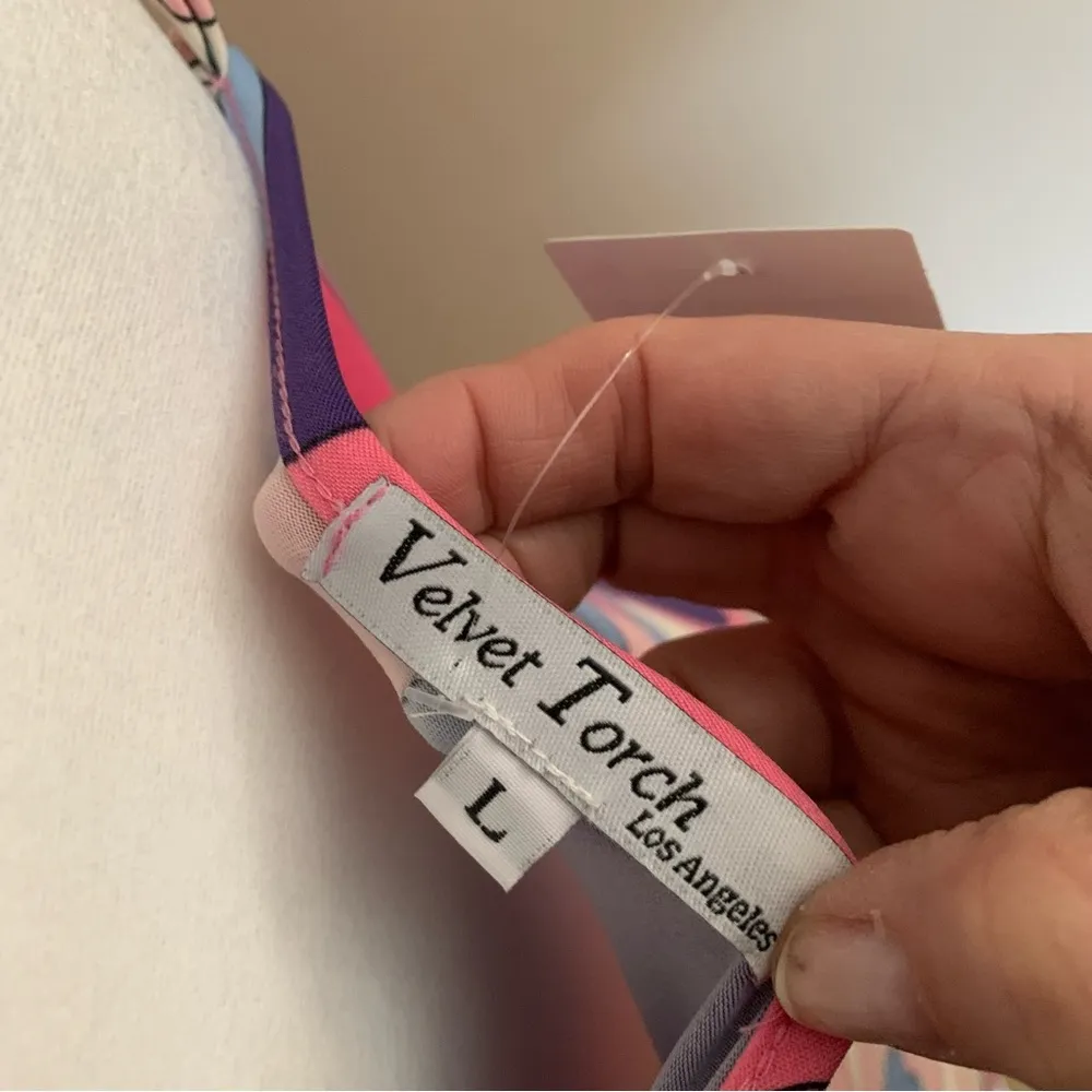 Velvet Torch Los Angeles Pink Purple Blue Midi Dress Size Large NEW - Image 5