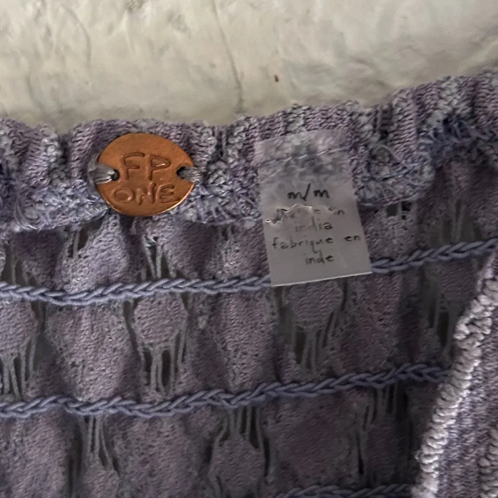 Free People Adella Gray Maxi Dress Boho Crochet Lace Maxi Medium - Image 5