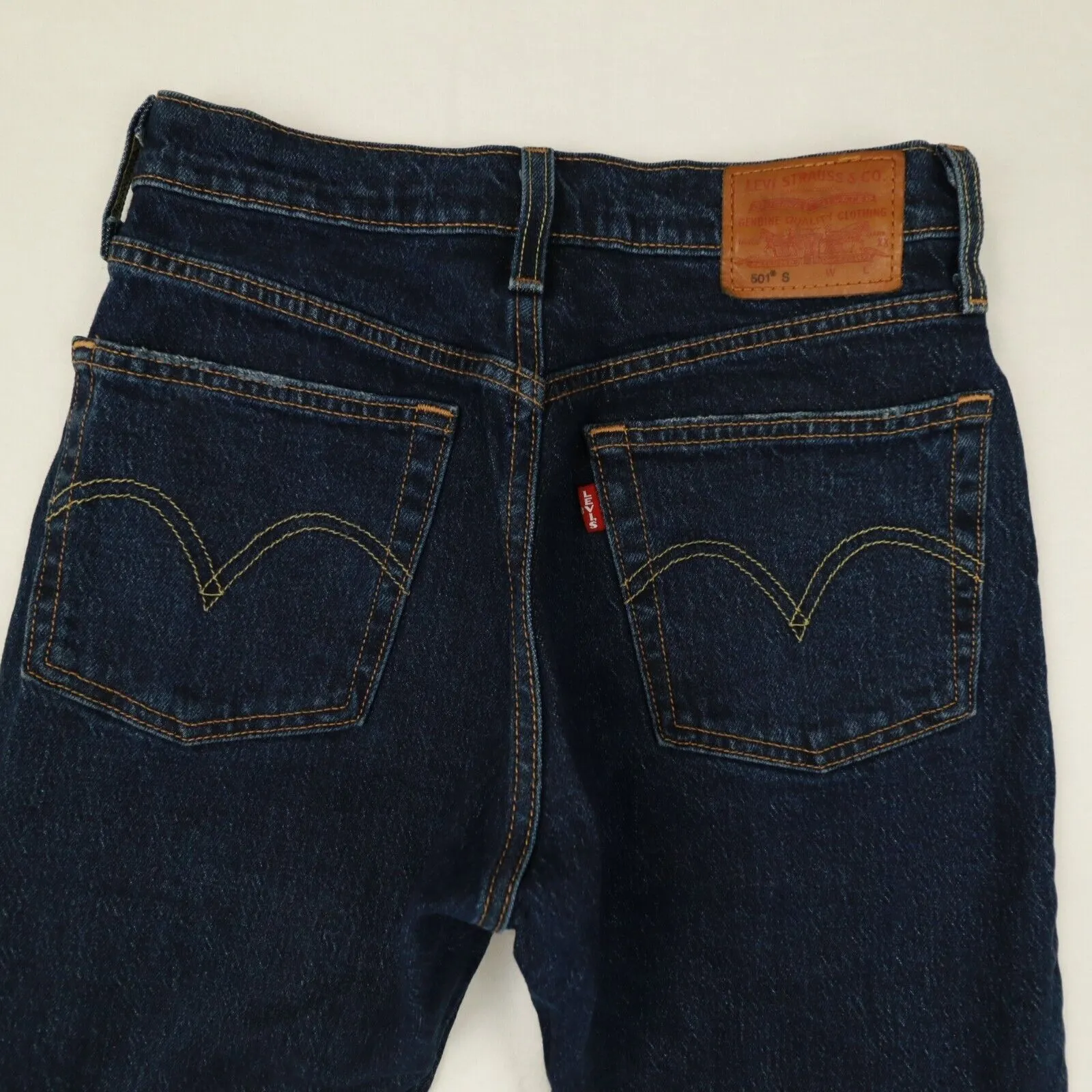 Levi's Premium 501S‎ Button Fly Blue Dark Wash Skinny Jeans size 24x26 - Image 15