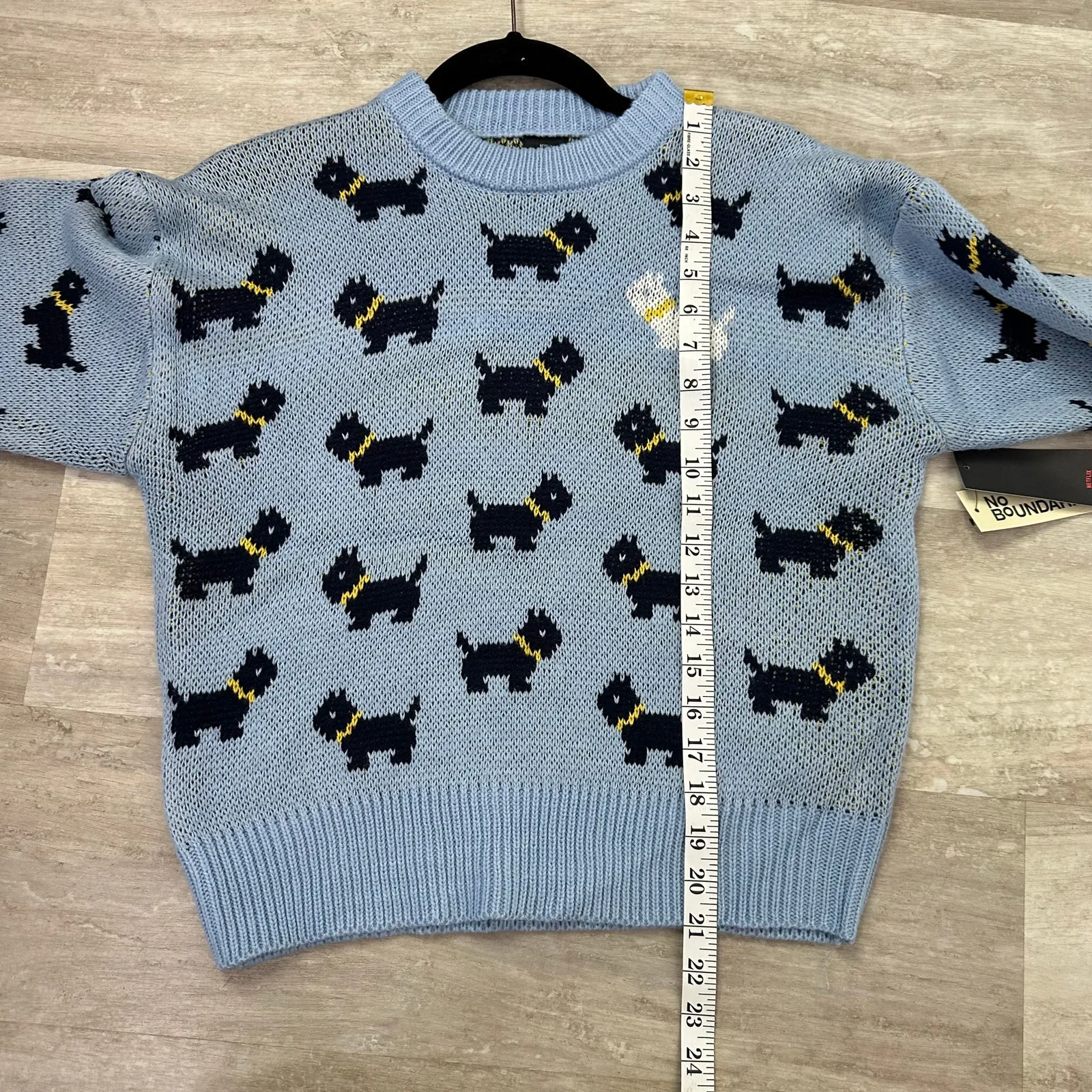 NEW Stranger Things Season 5 Erica Scottie Dog Sweater Small Blue No Boundaries - Image 13