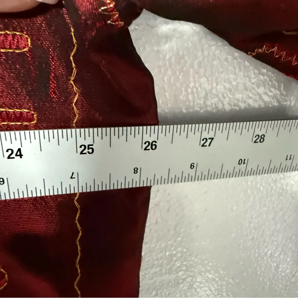 Vintage Maggie Barnes Shirt Jacket Women 1X Red Silk Patchwork Art To Wear Artsy - Image 9