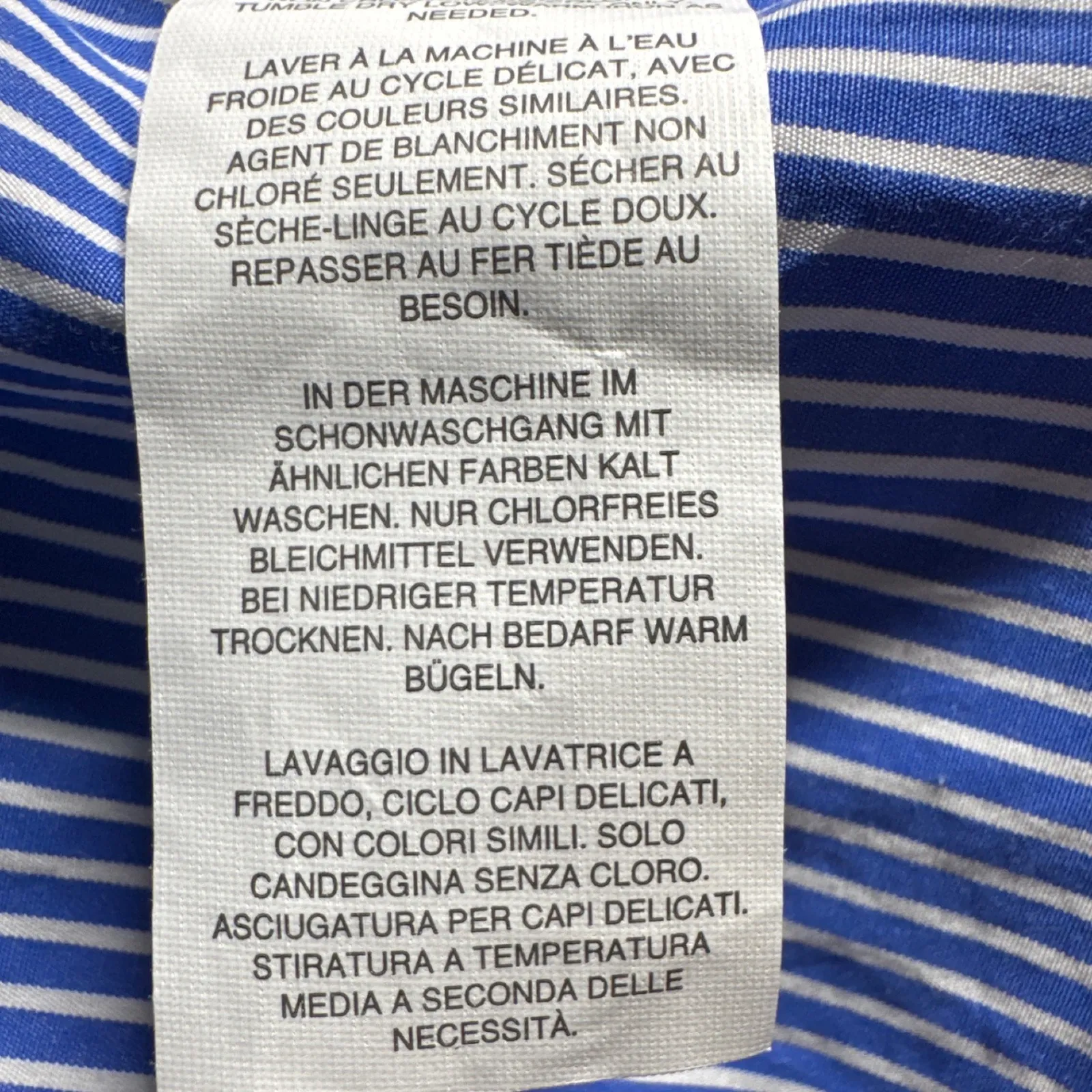 J.Crew‎ Striped Blazer Cotton Button Front Pockets Blue White Size 8 - Image 7