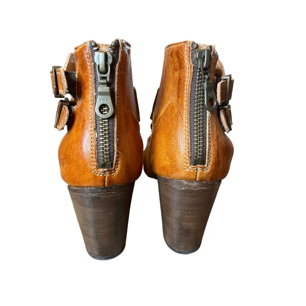 Bed Stu Ida Womens Brown Leather Hook and Loop Heeled Bootie Boots Size 6.5 Shoe - Image 5