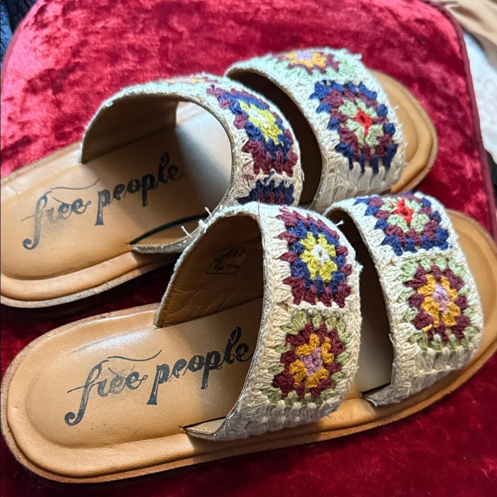 Free People Multicolor Crochet Slide Sandals - Image 2