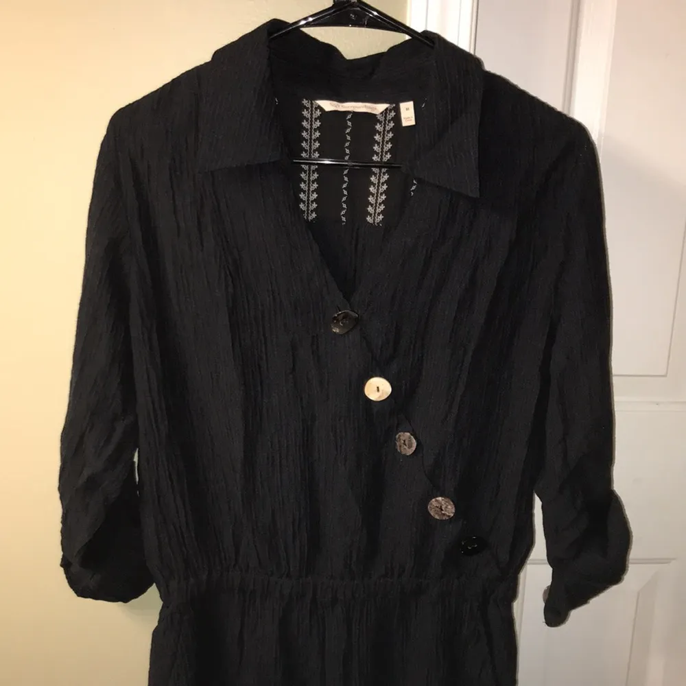 Soft Surroundings Women’s Black Collared Asymmetrical Button-Up Jumpsuit - Image 2