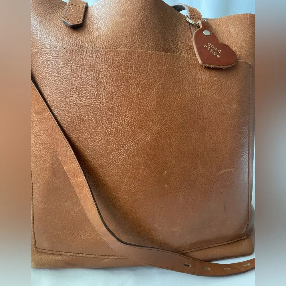 Madewell Brown Leather Transport Tote Bag - Image 3