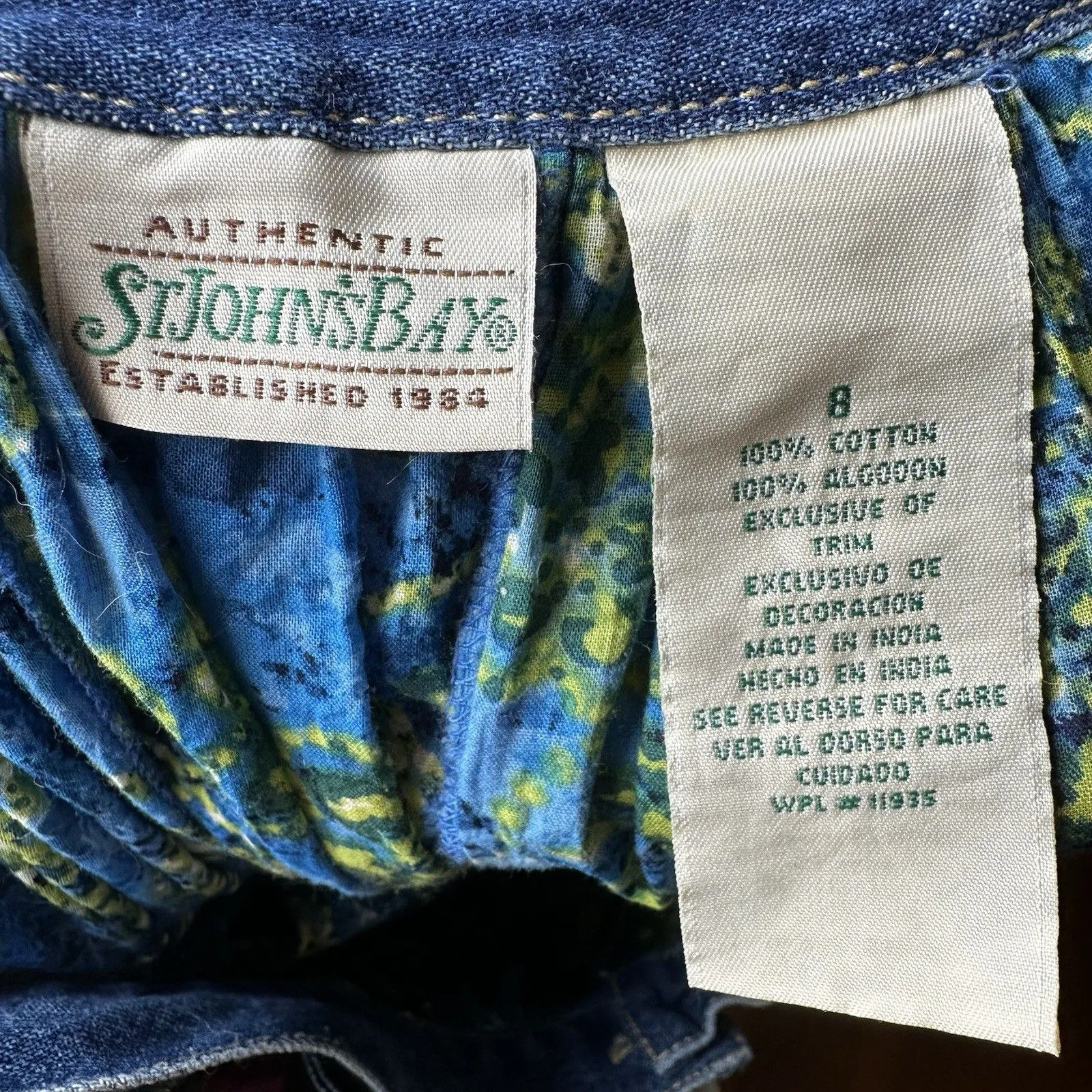 Vintage St. John’s Bay Broomstick Maxi Skirt Size 8 | Blue Floral Boho Festival - Image 7