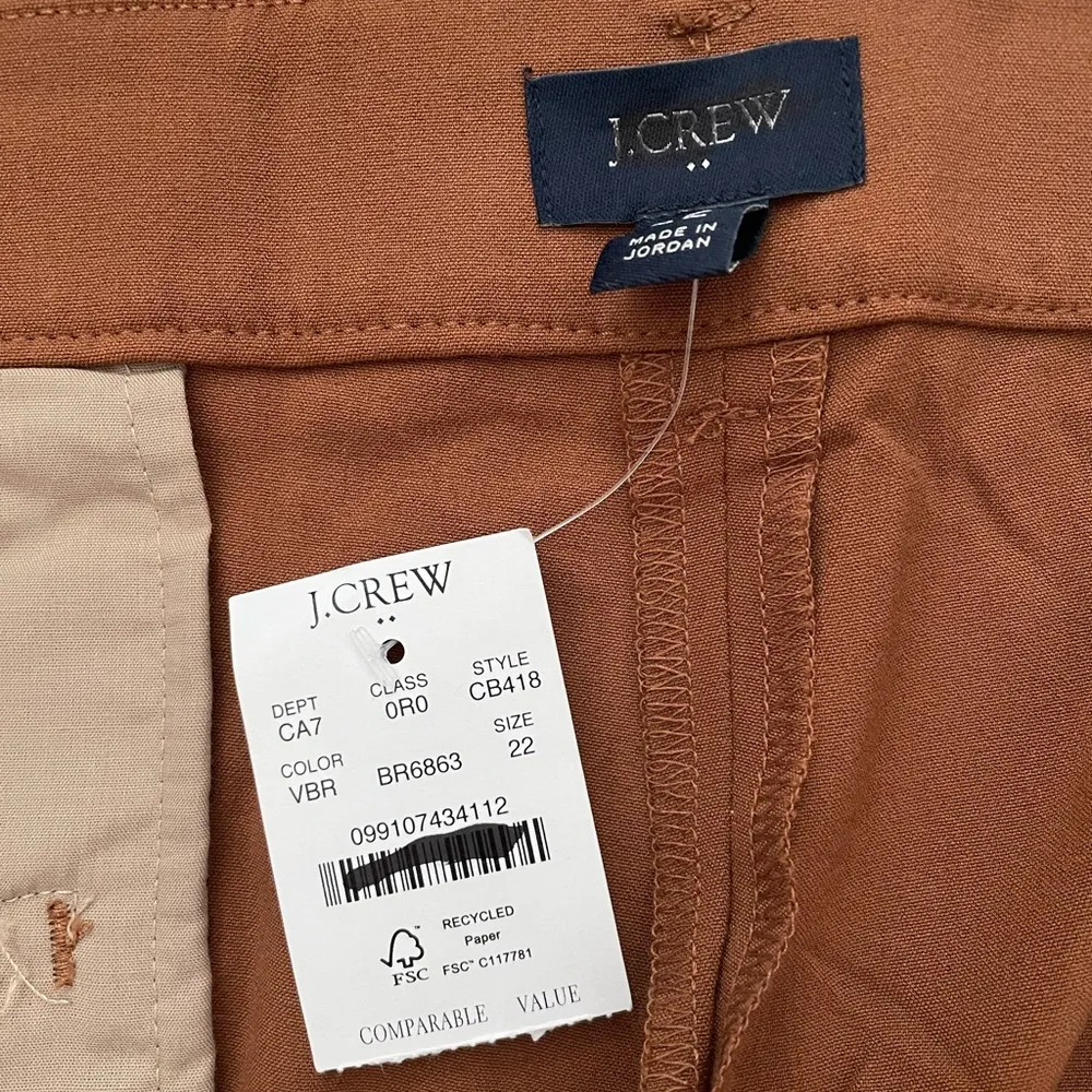 J Crew Factory Belted Straight-Leg Trouser Pant Size 22 in Vintage Brandy - Image 7
