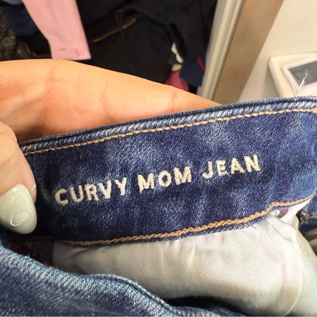 American Eagle Curvy Mom Jean Stretch Dark Wash Hight Waisted 6R - Image 5