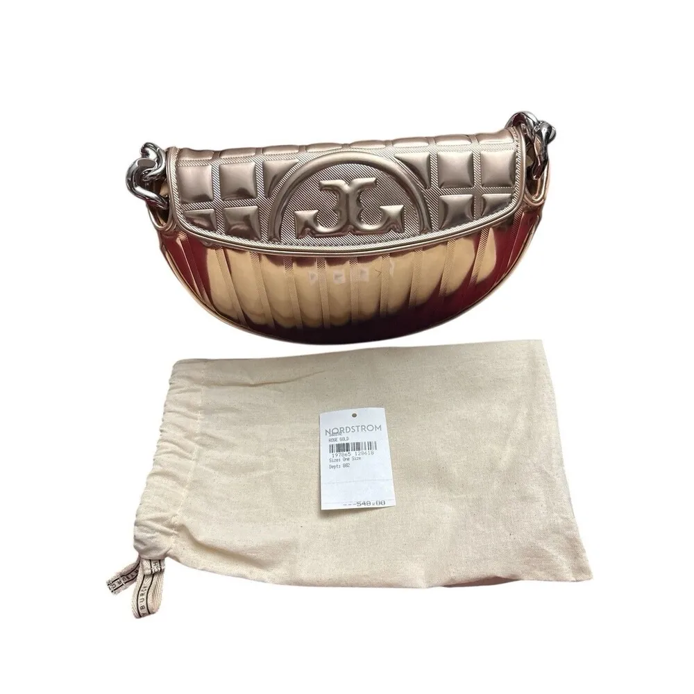 Tory Burch  Mini Fleming Crescent Shoulder Bag Soft Metallic Rose Gold New - Image 5