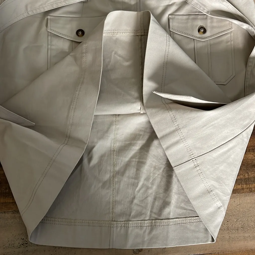 LIKE NEW midi khaki‎ tie waist Boden skirt with utility pockets size 16 Tan - Image 5