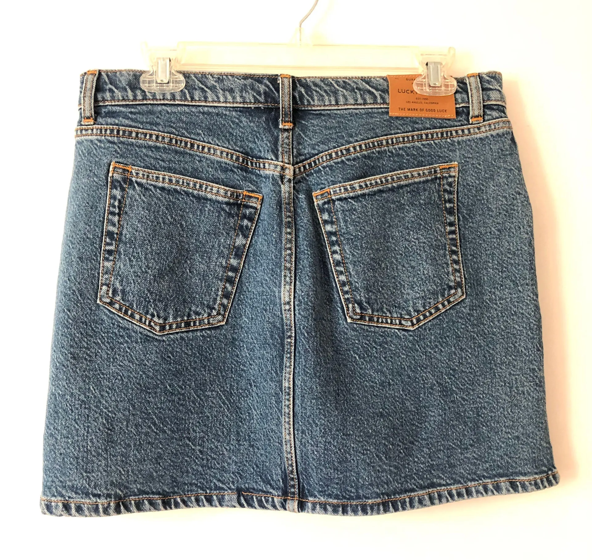 Denim Mid Rise Button Fly Mini Skirt - Image 2