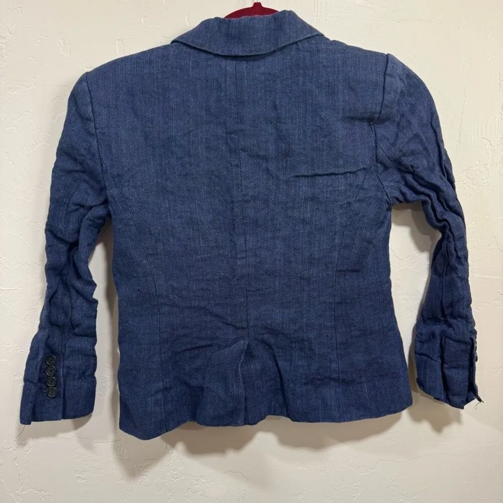 Ann Taylor Blue Linen Button Blazer - Image 4