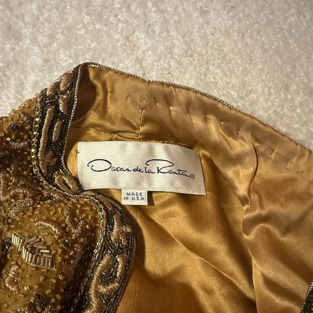 Oscar De La Renta RARE Golden Embroidered/Beaded Blazer Size 12 - Image 2