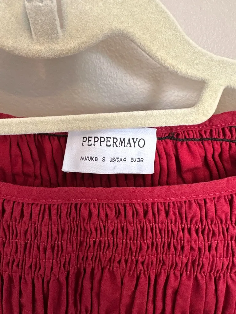 Peppermayo Exclusive - Garden Kisses Shirred Mini Dress - Maroon - Image 2