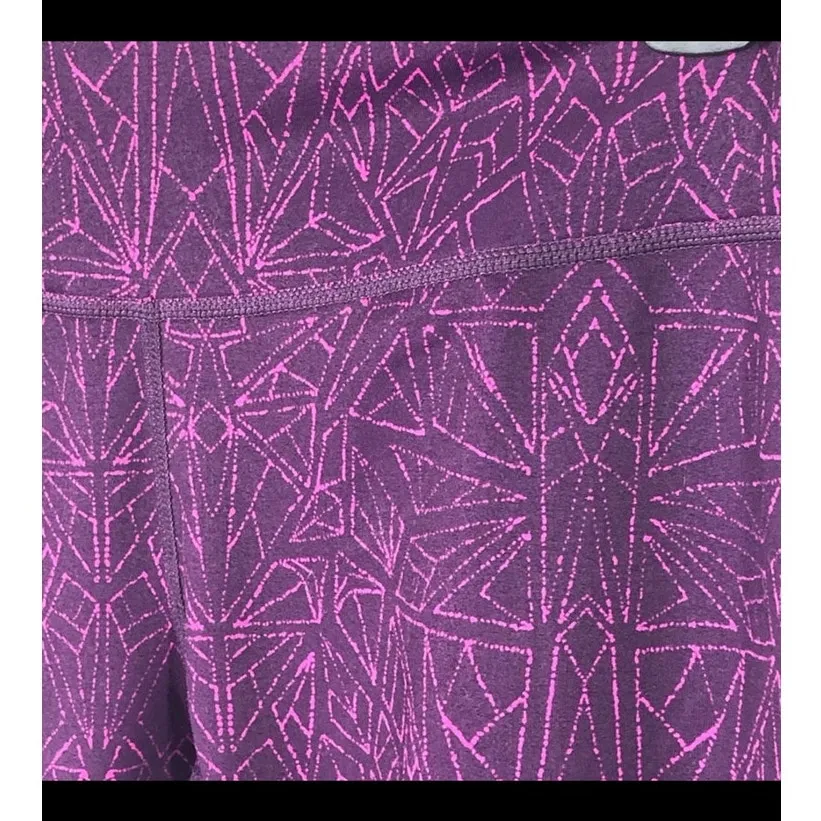 Zella Leggings – Medium | Purple & Pink Geometric Print Athletic Running Tights - Image 2