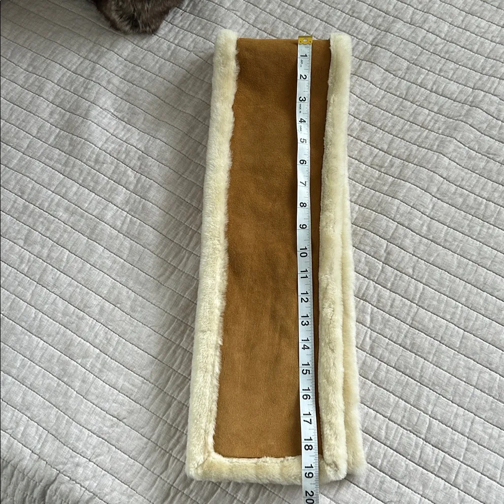 J. Crew faux suede tan cream soft Shearling boho western neck wrap scarf OS - Image 9