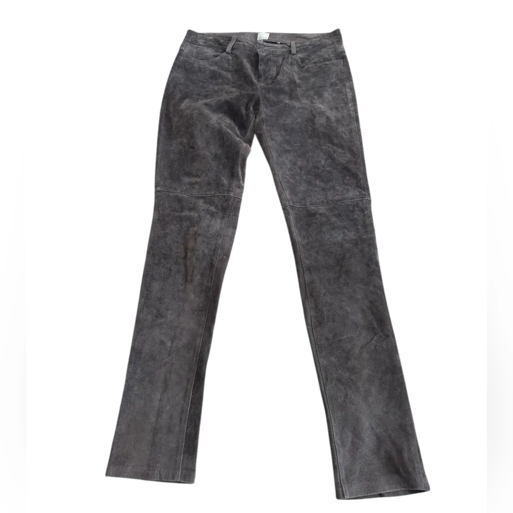 Ecru Suede Leather 5-Pocket Jeans Pants Brown Size 4 - Image 2