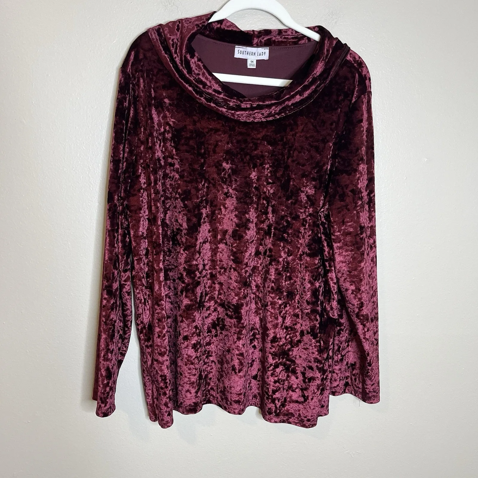 Women Top 1x Burgundy Red Crushed Velvet Dark Romantic Whimsigoth Christmas Goth Size XL - Image 2