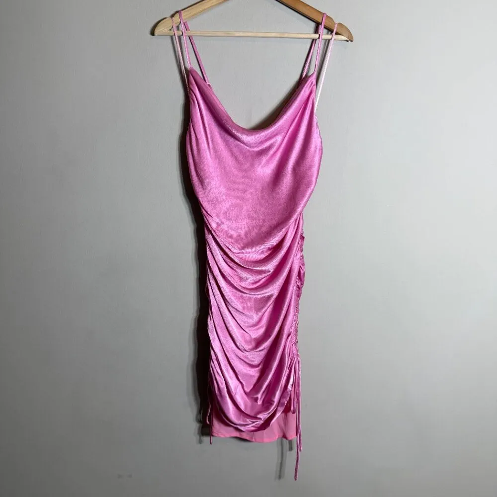 Bardot Revolve Mini Ruched Dress Women's 6 Small Vint Pink Cocktail Party Event - Image 6