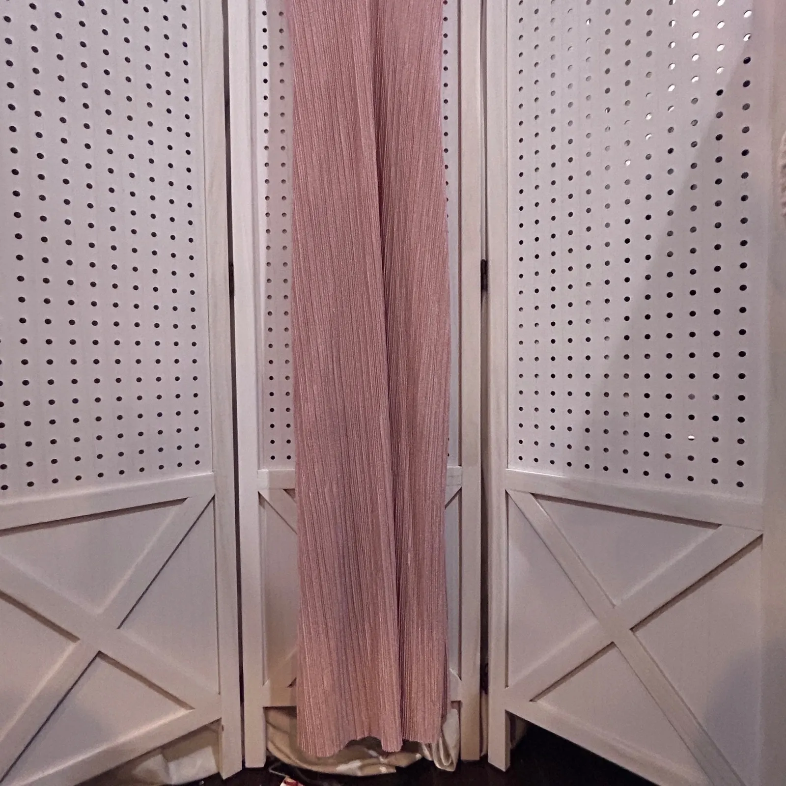Mlle Gabrielle Pink Ribbed Metallic Spaghetti Strap Maxi Dress Size S - Image 5