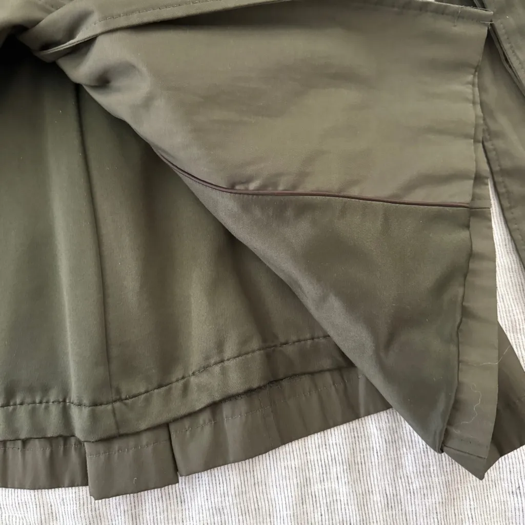 DKNY Womens Olive Double-Breasted Trench Coat Size PP - Image 7