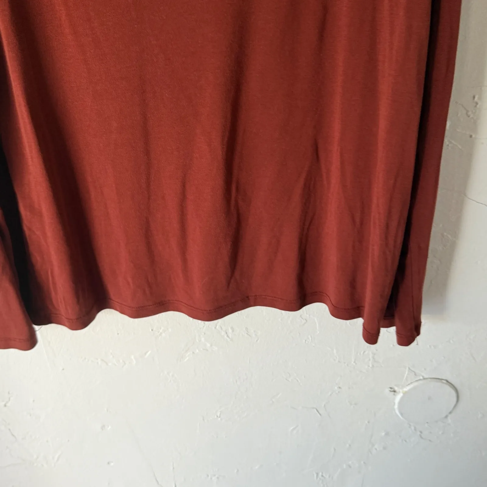 A New Day Womens Long Sleeve V Neck Basic Top Rust Orange XL Casual Layering - Image 6