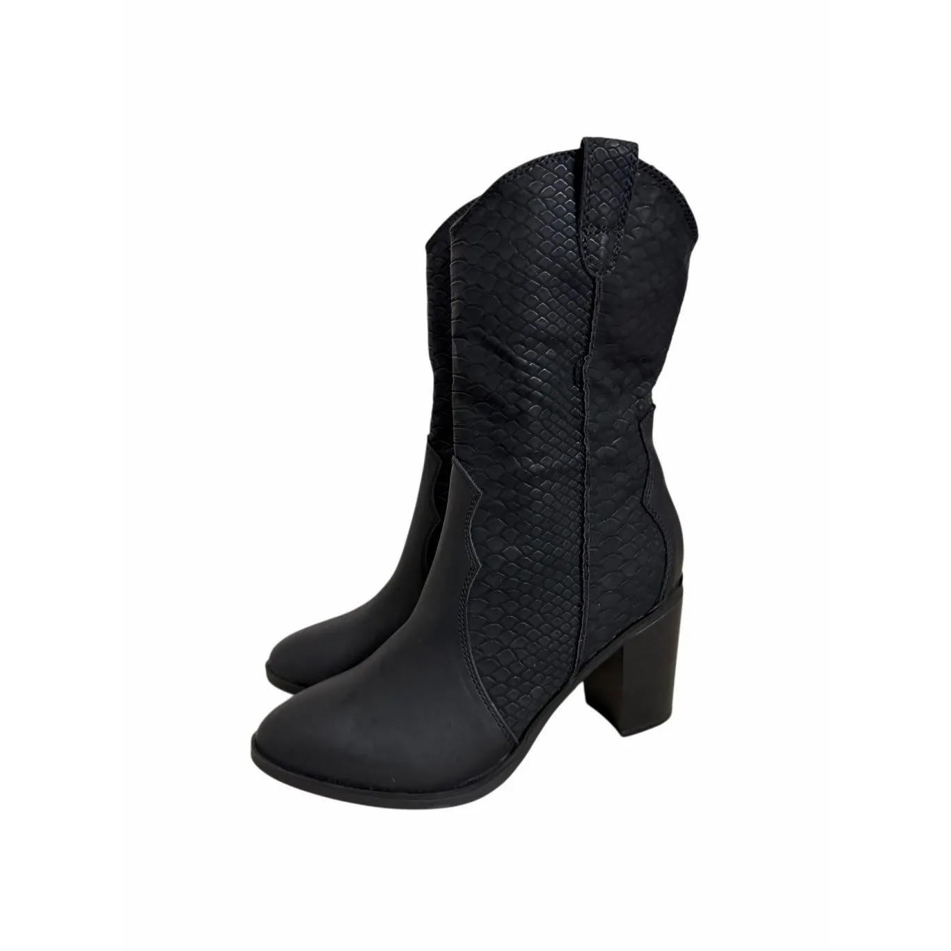 Mia Cindy Embossed Western Cowboy Boot in Black Python Size 7 NEW - Image 3