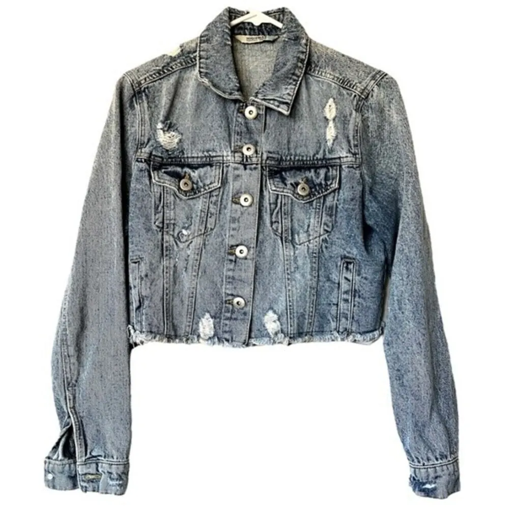 Women’s Highway Premium Denim Jeans Jacket Classic Croped size M. - Image 2