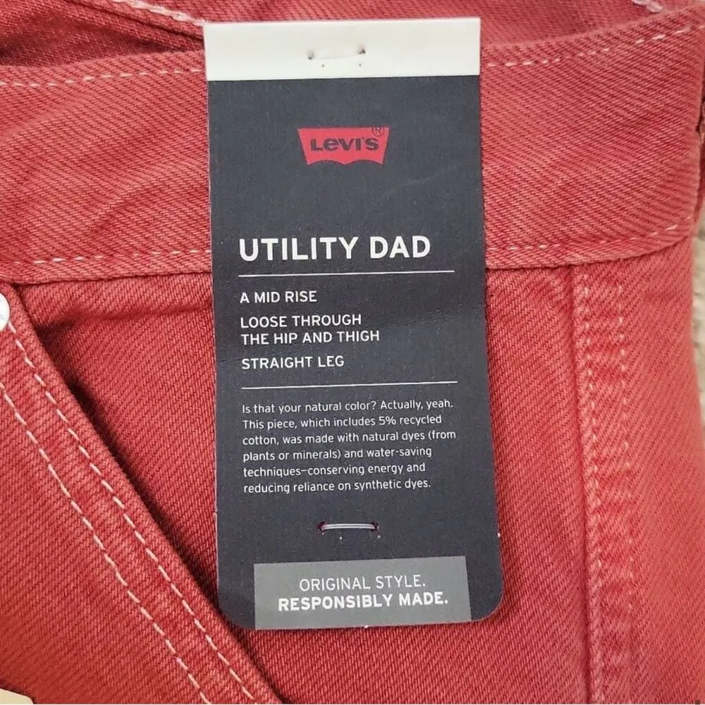 NWT Levi's Dad Utility Jeans size 34 Red - Image 5