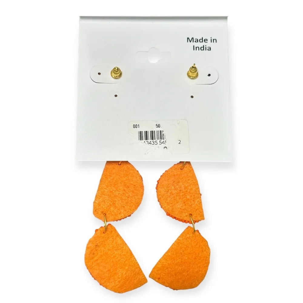 Boutique Handmade Orange Slices Beaded Earrings NWT - Image 3