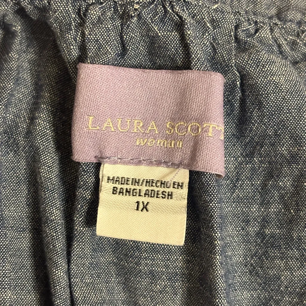 Laura Scott Chambray Blouse with Tassel Detail - Image 2