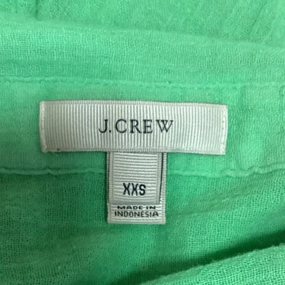 J. Crew Green 3/4 Sleeve Button Front Collared Pullover Blouse Shirt Top Sz XXS - Image 3