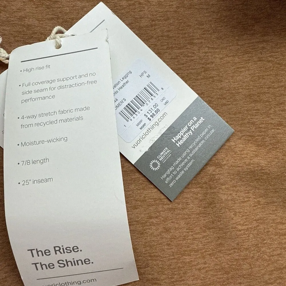 Vuori Women Clean Elevation High Waist 7/8 Leggings Palo Santo Heather Medium - Image 4