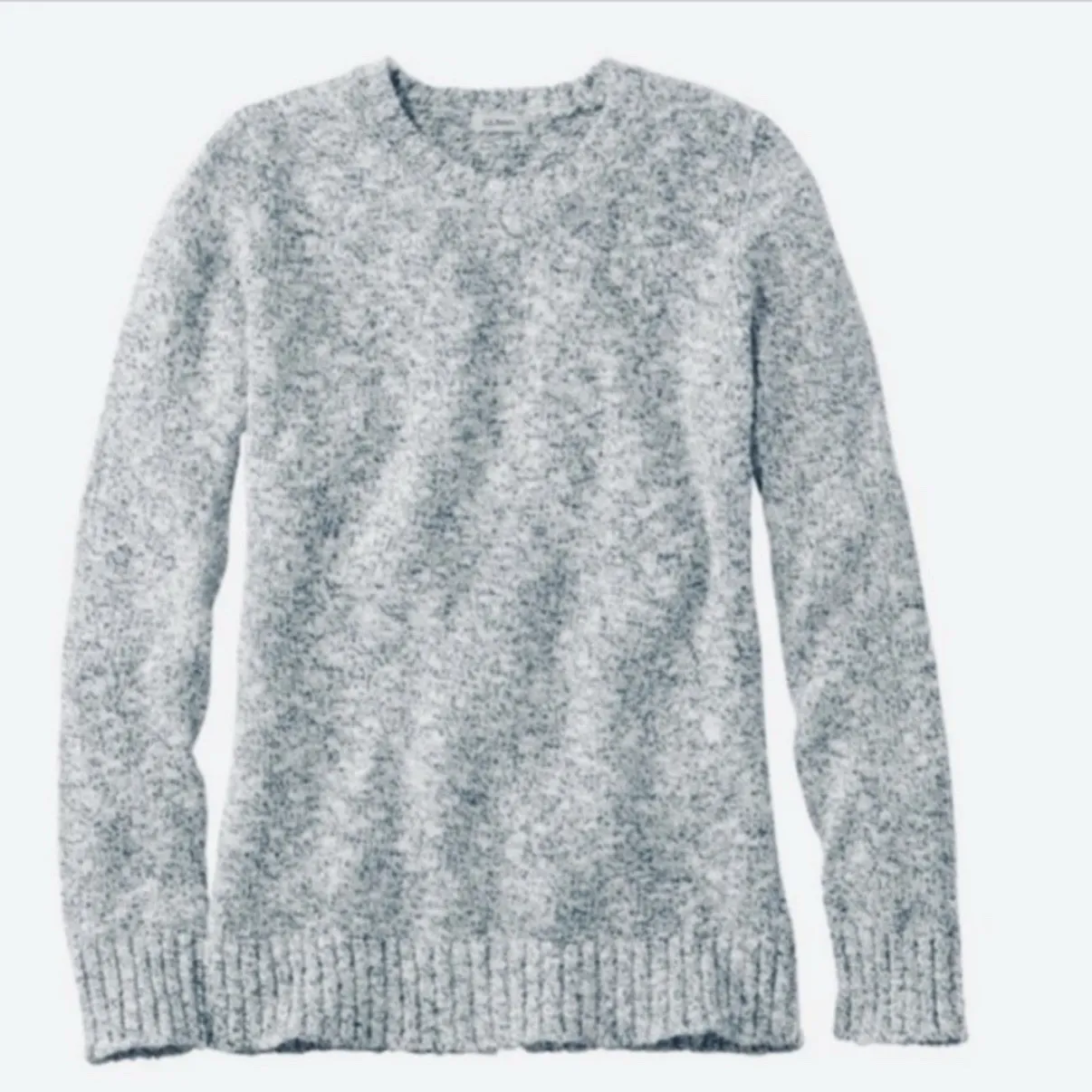 LL Bean Ivory Blue Marled Cotton Ragg Crew Neck Pullover Sweater SMALL PETITE Size undefined - Image 3