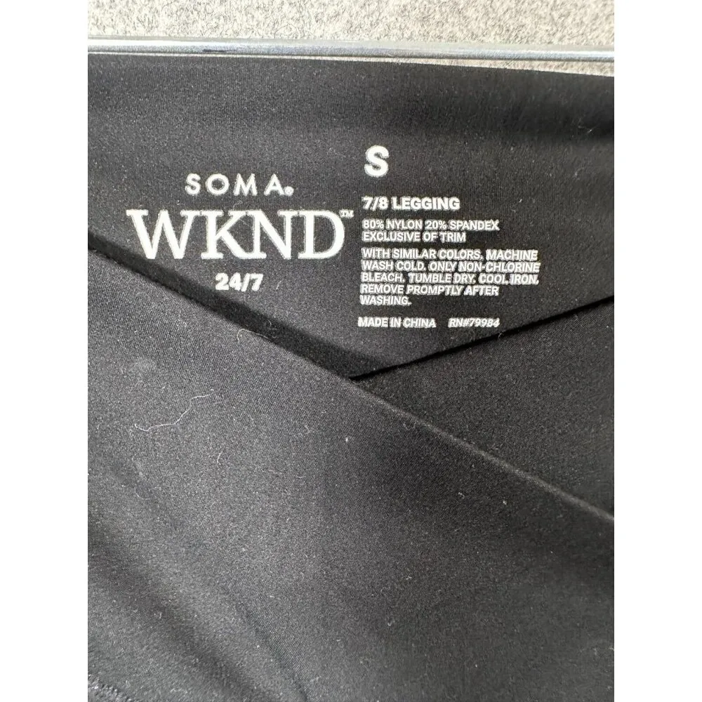 Soma Wknd Size Small 7/8 Legging Pants Black Stretch Pull On 24/7 Gym Casual - Image 9