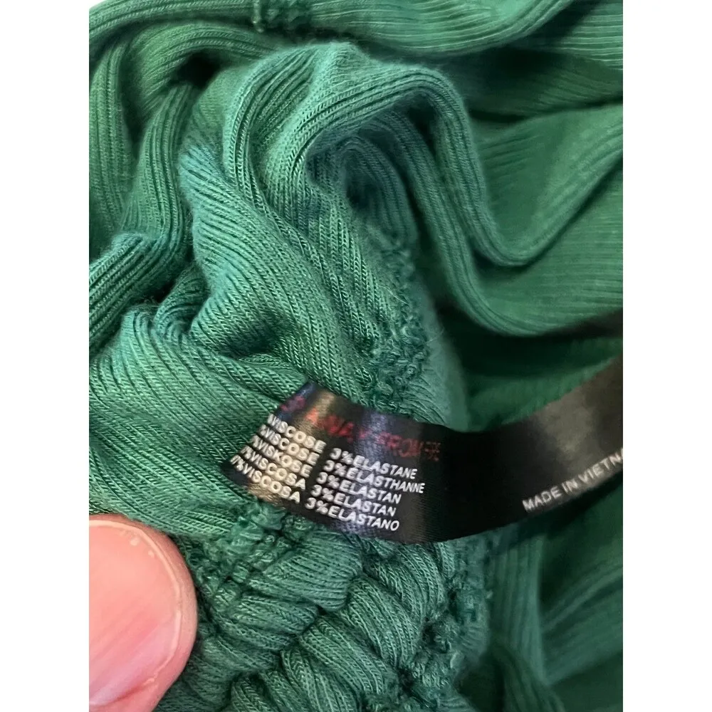 Out From Under Tank Top Womens Small Green Ruched Drawstring Ribbed Festival UO - Image 4