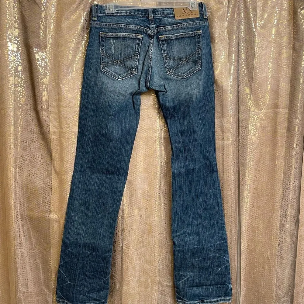 Armani Exchange J57 Ultra Low Rise Faded Wash Straight Leg Jeans, 6R - Image 2