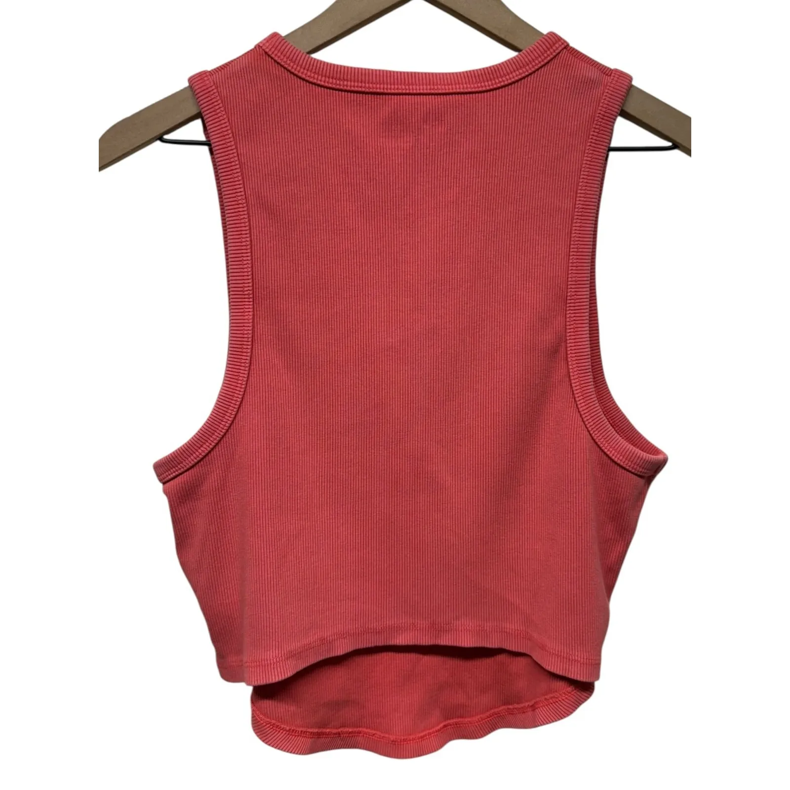 Aerie Tank Top Womens XL Coral Pink Sleeveless Ribbed‎ Stretch Curved Hem Boho - Image 2