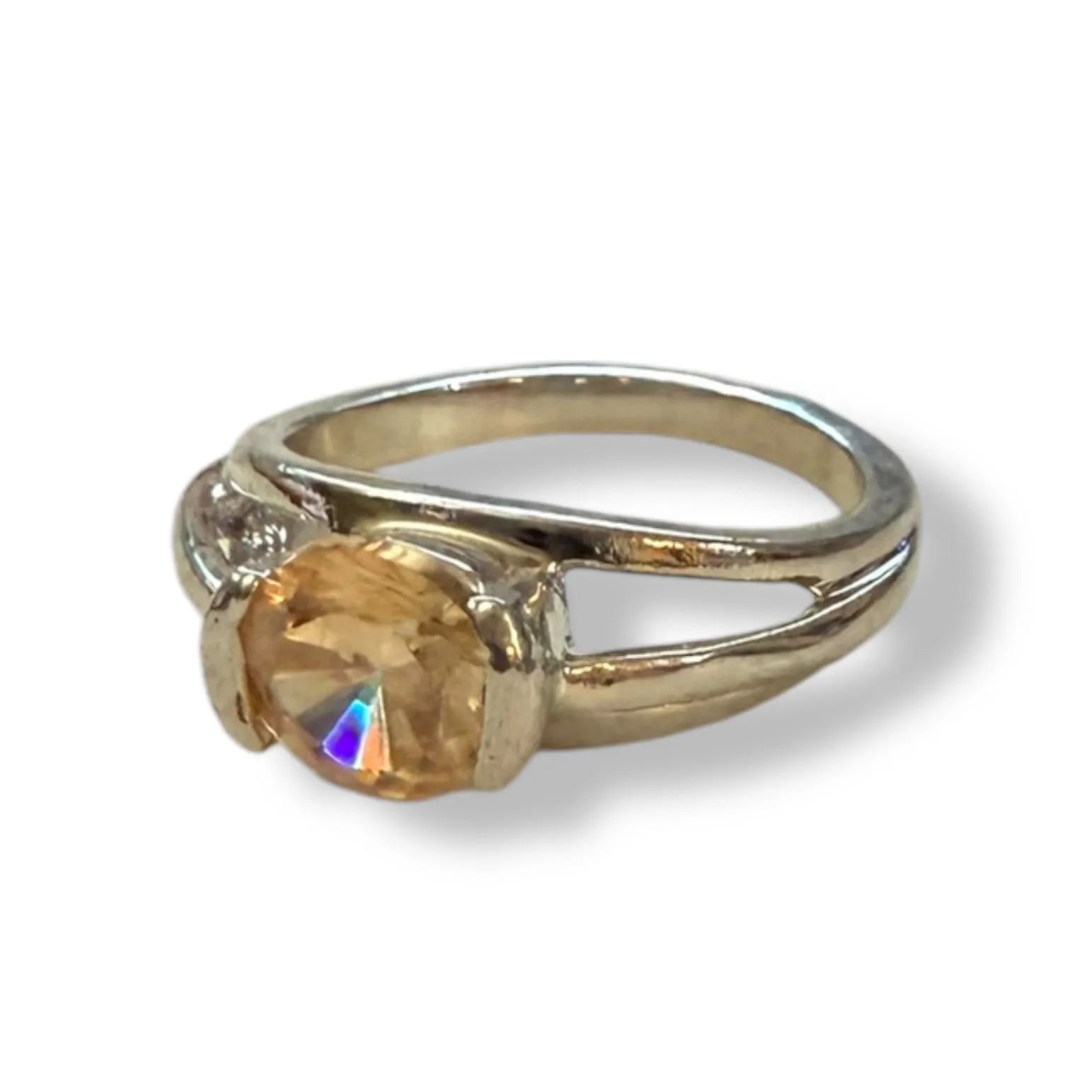 Light Citrine Orange Decorative Silver Ring Size 5.5 NEW - Image 2