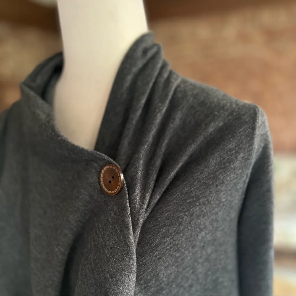 Bobeau Cardigan Wrap Grey One Button Asymmetrical Drape XS Boho Chic Office - Image 5