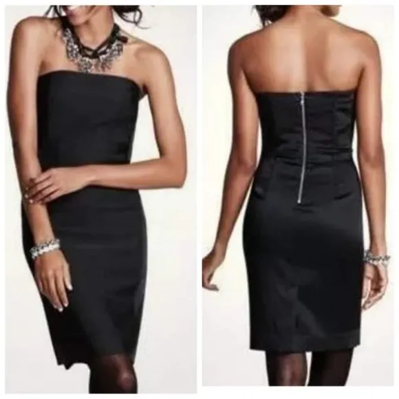 Ann Taylor Panel Georgian Grosgrain Strapless Black Dress NEW Size 2P - Image 2