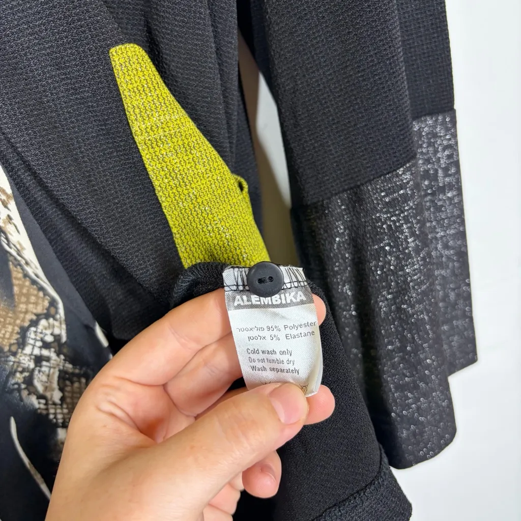 Alembika Button Down Blouse Top Size 4 or US 12/14 Black - Image 9