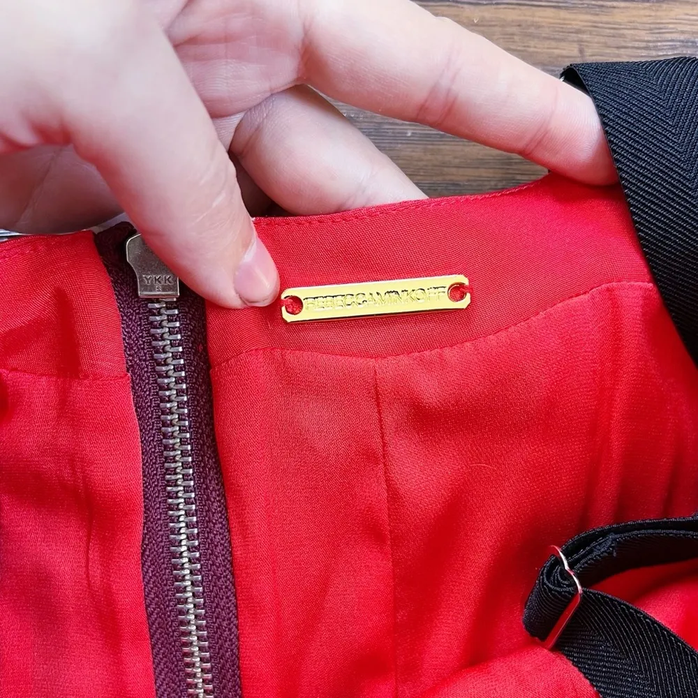 Rebecca Minkoff • Claudia Dress silk bodycon bustier illusion Burgundy / Poppy - Image 5